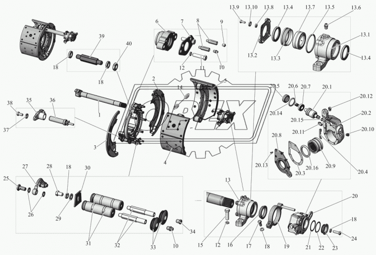 152-3502111-20 Кулак разжимной задний L=495мм эвольвентный шлиц (ТАиМ) левый ТАИМ